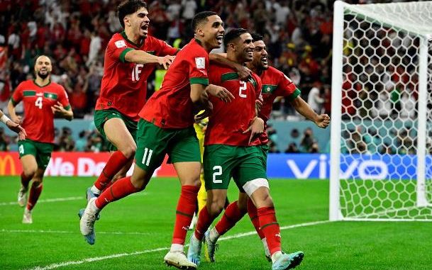 Des joueurs marocains en joie