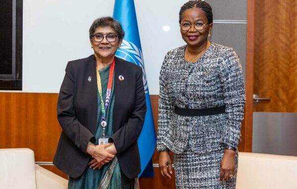 Mmes Victoire Tomégah-Dogbé et Fatima Rabab (Haute-Représentante des Nations Unies pour les PMA)...