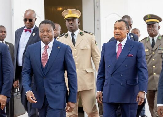 Les présidents Faure Gnassingbé et Denis Sassou N’Guesso ce 13 février 2024 à Brazzaville...